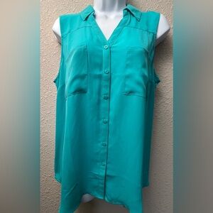 Apt. 9 Turquoise Sleeveless Button-Down Shirt